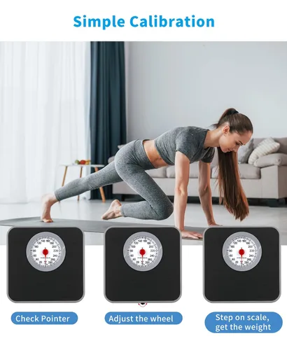 Vista 3 de Báscula analógica para peso corporal, báscula de baño mecánica, escala de peso analógica de 300 libras, escala de esfera con plataforma