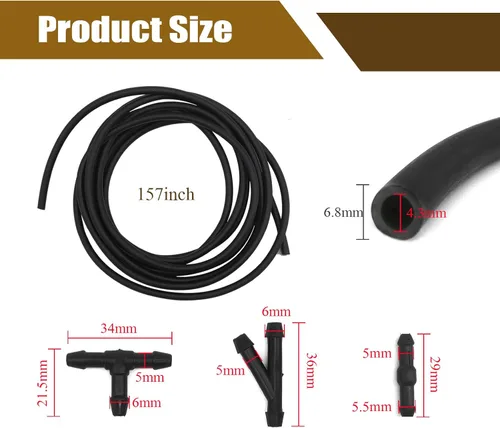Vista 2 de Manguera universal de líquido de lavadora de 13.1 ft, kit de manguera para limpiaparabrisas con 12 conectores de manguera para conectar la bomba