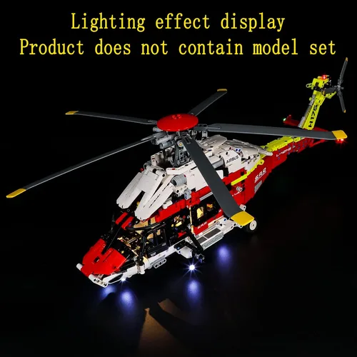 Vista 6 de GEAMENT Kit de luces LED compatible con Lego Airbus H175 Rescue Helicopter – Juego de iluminación para modelo Technic 42145 (modelo no incluido)
