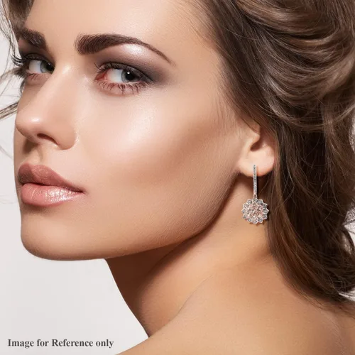 Vista 7 de Femme Luxe Pendientes colgantes colgantes chapados en oro rosa de 18 quilates de 213 GTW de morganita de melocotón en plata de ley 925 Metal