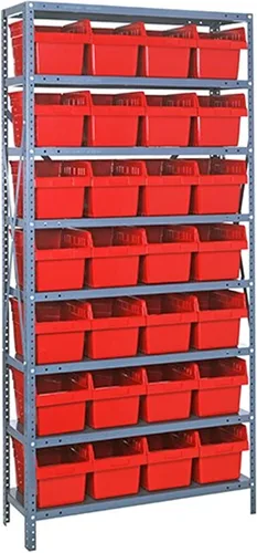 Vista 39 de Quantum QSBU-245BK Heavy Duty Shelving Unit with (7) Shelves and (24) QUS245 Black Bins for Garage Warehouse Storage Distribution 400 lb Load