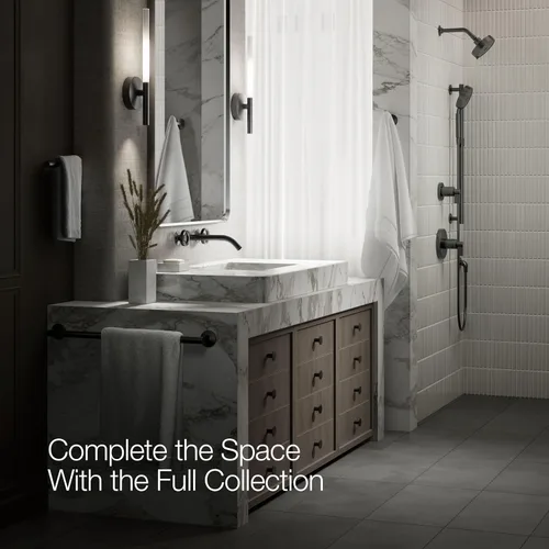 Vista 10 de KOHLER Componentes montaje en pared grifo de lavabo de baño con manijas industriales