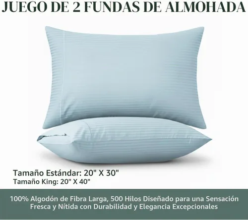 Vista 5 de Feather & Stitch - Juego de 2 fundas de almohada estándar de 100 % algodón, 500 hilos, fundas de almohada suaves con cierre tipo sobre, suaves