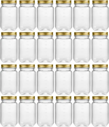 Vista 18 de Novelinks - Recipientes de plástico transparente (16 onzas) 5 Pack, Black, Plastic Containers with Lids, Decorative Jars, Storage Jars, Candy