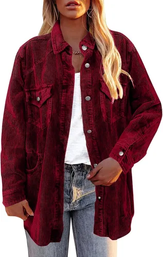 Vista 2 de Women's Fashion Casual Thick Blouse Lapel Button Loose Long Sleeve Coat