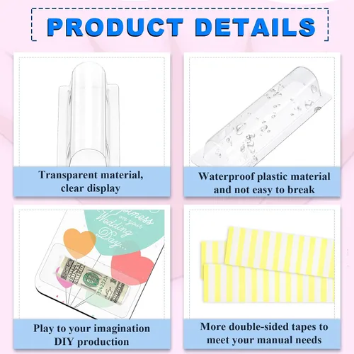 Vista 3 de 60 bolsas de bálsamo labial de plástico para dinero, soporte para lápiz labial transparente, cúpulas de plástico transparente para tarjetas