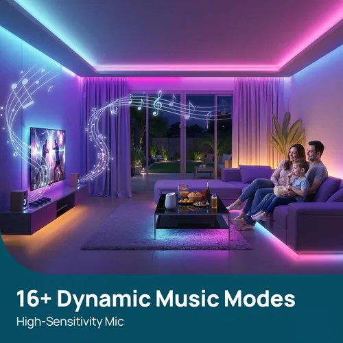 Vista 4 de Linkind AuraScape - Tira de luces LED inteligentes de 10 pies, tira de luz WiFi segmentada que cambia de color, compatible con Alexa y Google Home