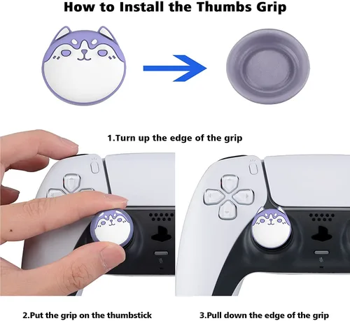 Vista 4 de PlayVital Cute Thumb Grip Caps for ps5ps5 Edge Controller, Joystick Caps for Switch 2 ProSwitch Pro, Thumbstick Cover for Xbox Series XS, Elite