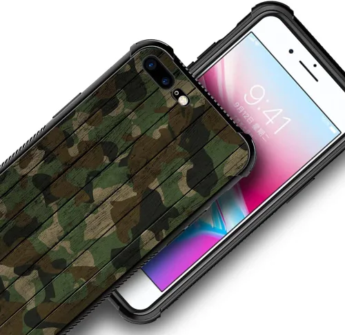 Vista 5 de DJSOK Funda compatible con iPhone 7/8 Plus, diseño con patrón de parachoques trasero, esquinas reforzadas antiarañazos, caver de TPU suave, fundas