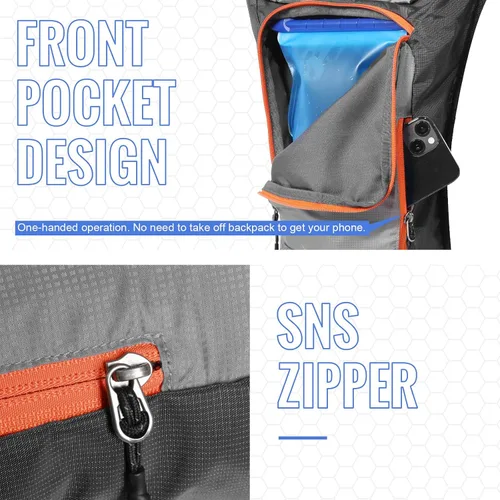 Vista 6 de Hydration Pack with 3L PEVA Water Bladder - Lightweight Hydration Backpack for MTB Cycling, Hiking, Running - Women & Men - 10L Capacity