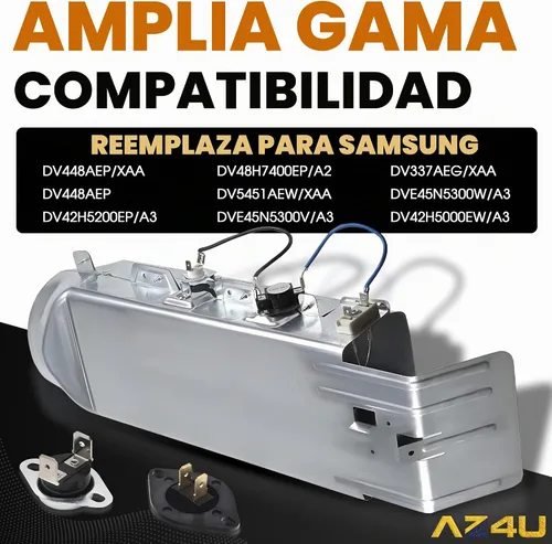 Vista 3 de Elemento calefactor de secadora apto para Samsung DV448AEP/XAA DV448AEP