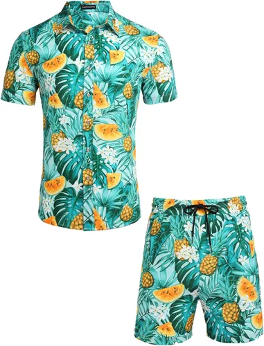 Vista 2 de Daupanzees - Camisa hawaiana de manga corta con botones para hombre