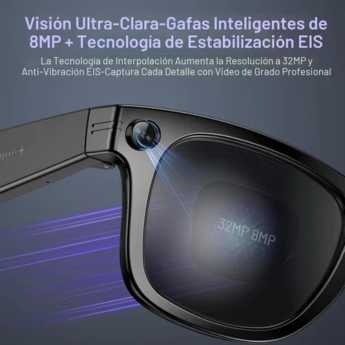 Vista 2 de Gafas Inteligentes AI Mejoradas con Cámara, Gafas de Cámara Antivibración de 800w, Traducción en Tiempo Real, Reconocimiento de Objetos AI