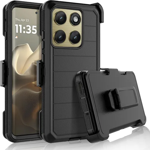 Vista 13 de Njjex - Funda para Moto Edge 2023/Edge 5G UW 2023/Edge 40 Pro con clip para cinturón Naranja