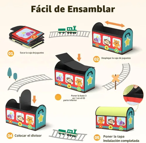 Vista 6 de YOHOOLYO Organizador de almacenamiento de juguetes para niños, 28.3 x 12.6 x 17.3 pulgadas, caja de juguetes grande y resistente con tapa y asas