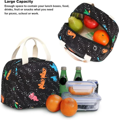 Vista 2 de Bolsa de almuerzo para mujeres y niñas, lonchera reutilizable con aislamiento térmico para adultos y niños, trabajo, escuela, picnic, playa