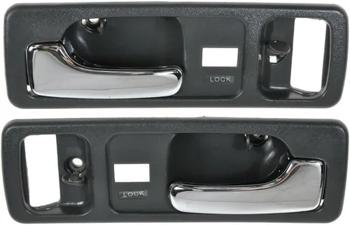 Vista 45 de TRQ Juego de 2 manijas de puerta interior trasera cromada y cachemira para Chevy GMC