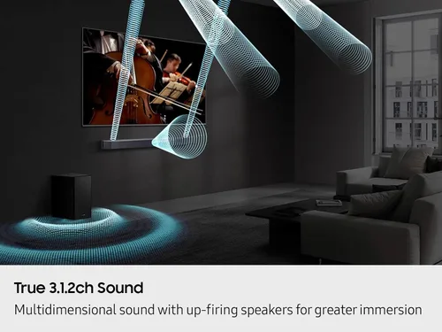Vista 4 de Samsung Barra de sonido serie Q HW Q600F 3.1.2 canales Subwoofer (modelo 2025), sonido adaptable