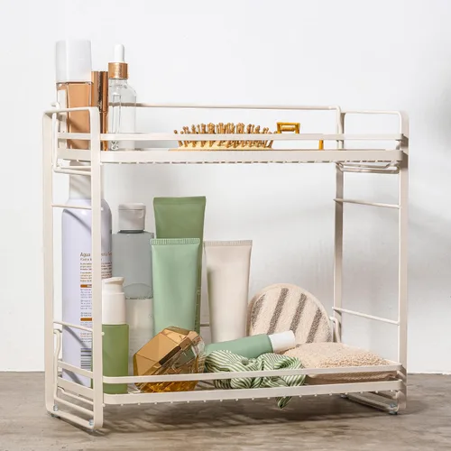 Vista 12 de zccz Organizador de baño de 2 niveles, ideal como organizador de encimera de cocina o baño, organizador de maquillaje con acabado negro