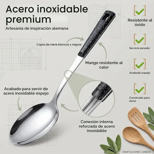 Vista 9 de Juego de cucharas de servir de acero inoxidable de 5 piezas