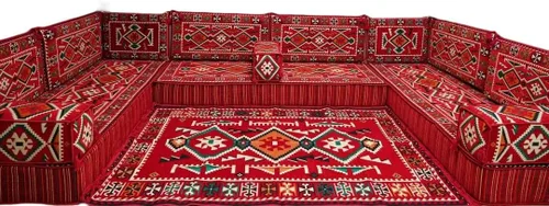 Vista 9 de arabicsofa Sofá en forma de U de estilo árabe para el suelo – Juego de Majlis hecho a mano – Sofá de estilo bohemio