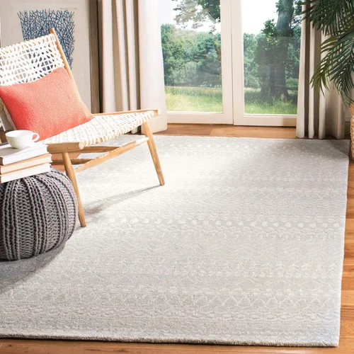 Vista 21 de SAFAVIEH Micro-Loop Collection - Alfombra decorativa de 2 x 3 pies, color aguamarina y marfil, hecha a mano de lana tribal marroquí bohemia, ideal