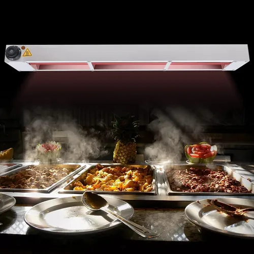 Vista 7 de Lámpara de calor de alimentos de 36 pulgadas, calentador de alimentos con enchufe y cadenas, temperatura ajustable de acero inoxidable plateado
