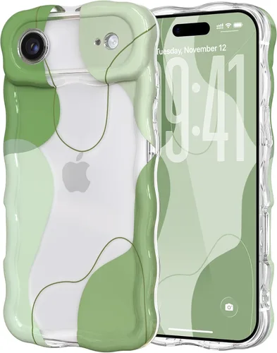 Vista 20 de DEFBSC Funda para iPhone 15 con bonito diseño ondulado, color negro