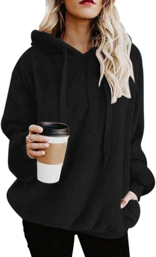 Vista 80 de Century Star Sudadera deportiva mullida de vellón con capucha para mujer de talla extragrande con bolsillos