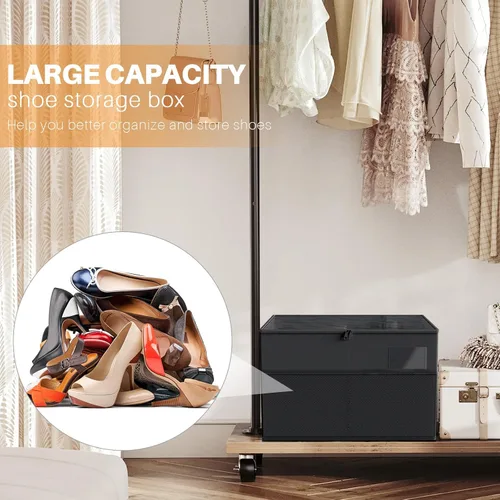 Vista 4 de MIFXIN Organizador de zapatos para armario, 16 pares de cajas grandes para zapatos, contenedor de almacenamiento de zapatos con cubierta