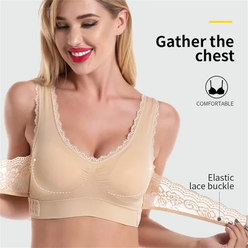 Vista 6 de Confrontk - Brasier de corsé cómodo con hebilla frontal cruzada lateral, brasier Kendally para mujer, brasier de levantamiento cómodo envolvente