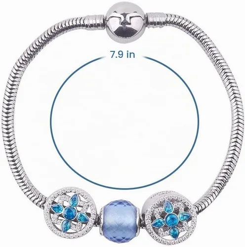 Vista 4 de PH PandaHall Pulsera de cuentas de 7.8 pulgadas de acero inoxidable con cadena de serpiente europea con cierre redondo de barril a presión