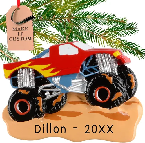 Vista 11 de Adorno personalizado de camión monstruo 2025 Personalización gratuita en 24 horas Adornos navideños para niños para árbol Recuerdo de vehículo