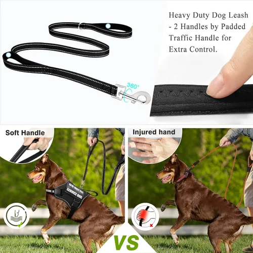 Vista 4 de Juego de arnés y correa para perro de servicio, chaleco de entrenamiento para perros con 10 parches para perros, chaleco de arnés para perros