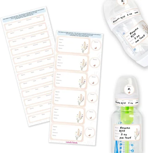 Vista 9 de Etiquetas de Mabel's Labels para biberones del bebé – 24 etiquetas de nombre personalizables y lavables para guardería, almacenamiento de leche