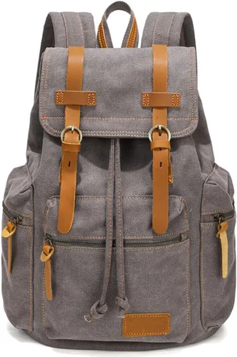 Vista 9 de Berchirly Mochila de cuero de lona casual vintage mochila de viaje Café