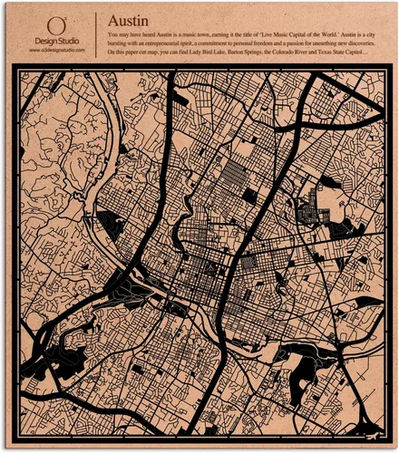 Vista 8 de O3 Design Studio Abu Dhabi - Mapa de corte de papel negro (12 x 12 pulgadas)