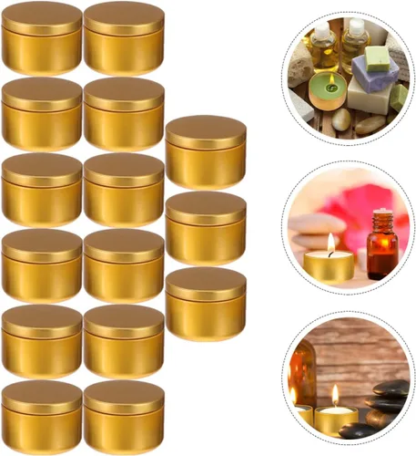 Vista 6 de Latas de lata de vela de metal 24pcs vela s pequeña s con tapas caja 2 oz 2 oz aluminio contenedores aluminio
