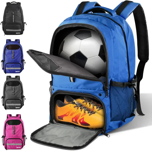 Vista 9 de BROTOU Mochila de fútbol Bolsa deportiva con soporte para pelotas y compartimento para zapatos para fútbol, baloncesto, voleibol, rugby