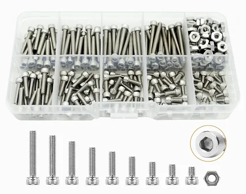 Vista 9 de #2-56 UNC Kit surtido de tornillos de cabeza hexagonal de acero inoxidable