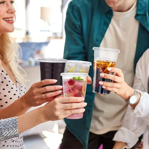 Vista 6 de Skylety - Juego de 500 vasos de plástico transparente de 24 onzas con tapas