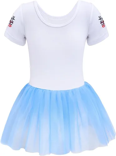 Vista 2 de EQSJIU Leotardos de ballet de unicornio con tutú para niñas pequeñas, vestido de falda de tul de algodón para bailar