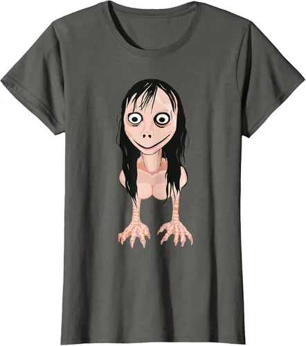 Vista 8 de Momo T Shirt - Camiseta de cara espeluznante - Camiseta de Halloween Momo, Negro, S