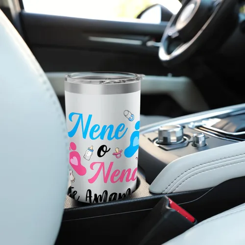 Vista 6 de Vaso aislado de acero inoxidable mexicano a juego Nene o Nena Te Amamos Blanco