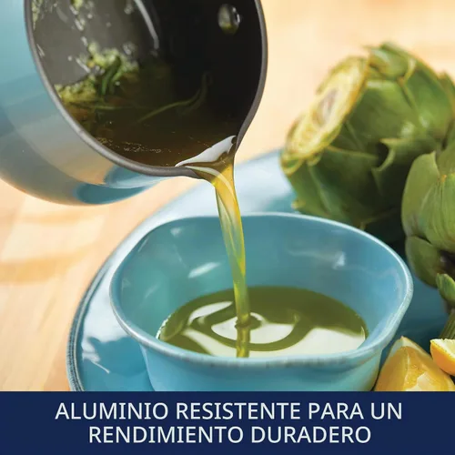 Vista 4 de Rachael Ray Cucina - Calentador de mantequilla antiadherente/cacerola pequeña, 0.75 cuartos de galón, azul agave