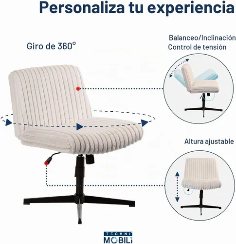 Vista 7 de Techni Mobili Silla de oficina Criss Cross, sin brazos, asiento de 26