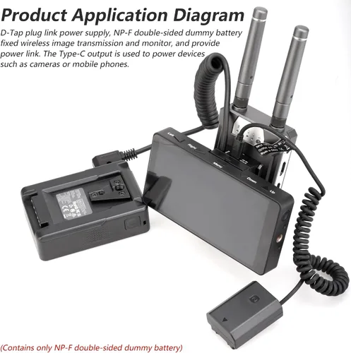Vista 4 de D-Tap Ptap a doble cara NP-F550/970/570/770 Adaptador de corriente de batería ficticia (estructura cruzada) para monitor de campo, transmisión