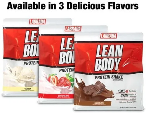 Vista 7 de Labrada Lean Body - Batido de proteína de fresa todo en uno. 1.23 oz de proteína, mezcla de suero, 0.27 onzas de grasas saludables y fibra, 22