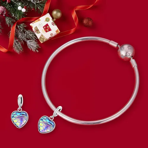 Vista 3 de VOROCO Dije de plata de ley 925 con forma de corazón para pulsera, Navidad, día de la madre, cumpleaños, joyería perfecta para mamá, abuela, hija