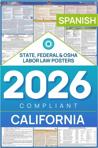 Vista 13 de Póster actualizado de la ley laboral de California 2026 – Cumplimiento estatal y federal – OSHA, EEOC, FMLA, salario mínimo – Póster de empleo
